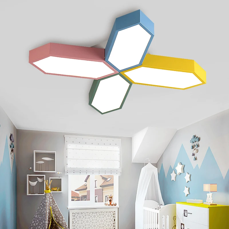 

odern color combination box box ceiling lamp Nordic minimalist bedroom living room dining loft Staircase LED ceiling light