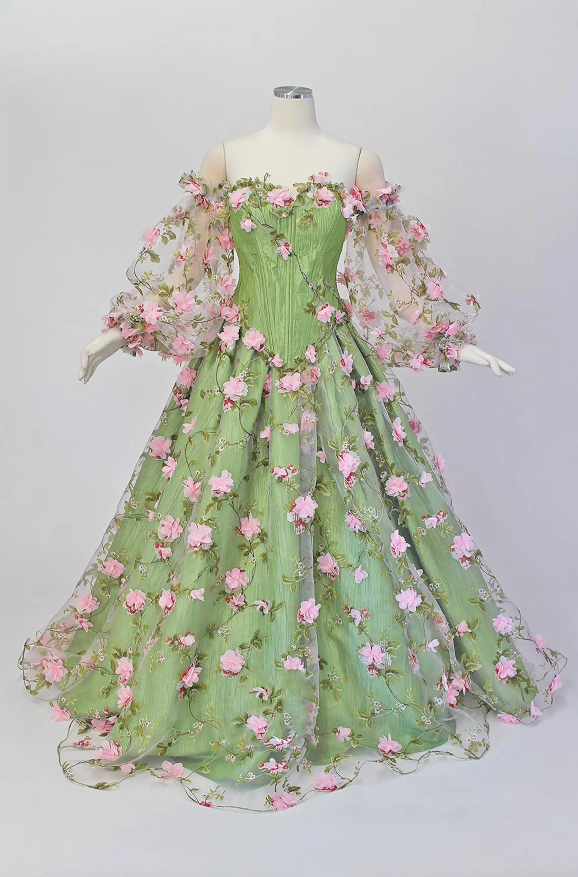 green emerald velvet dress Forest Style Emerald Green Beading Tulle Dress, Prom Dress Fairy,Evening  Gown Graduation Party Dress P453 main image 1