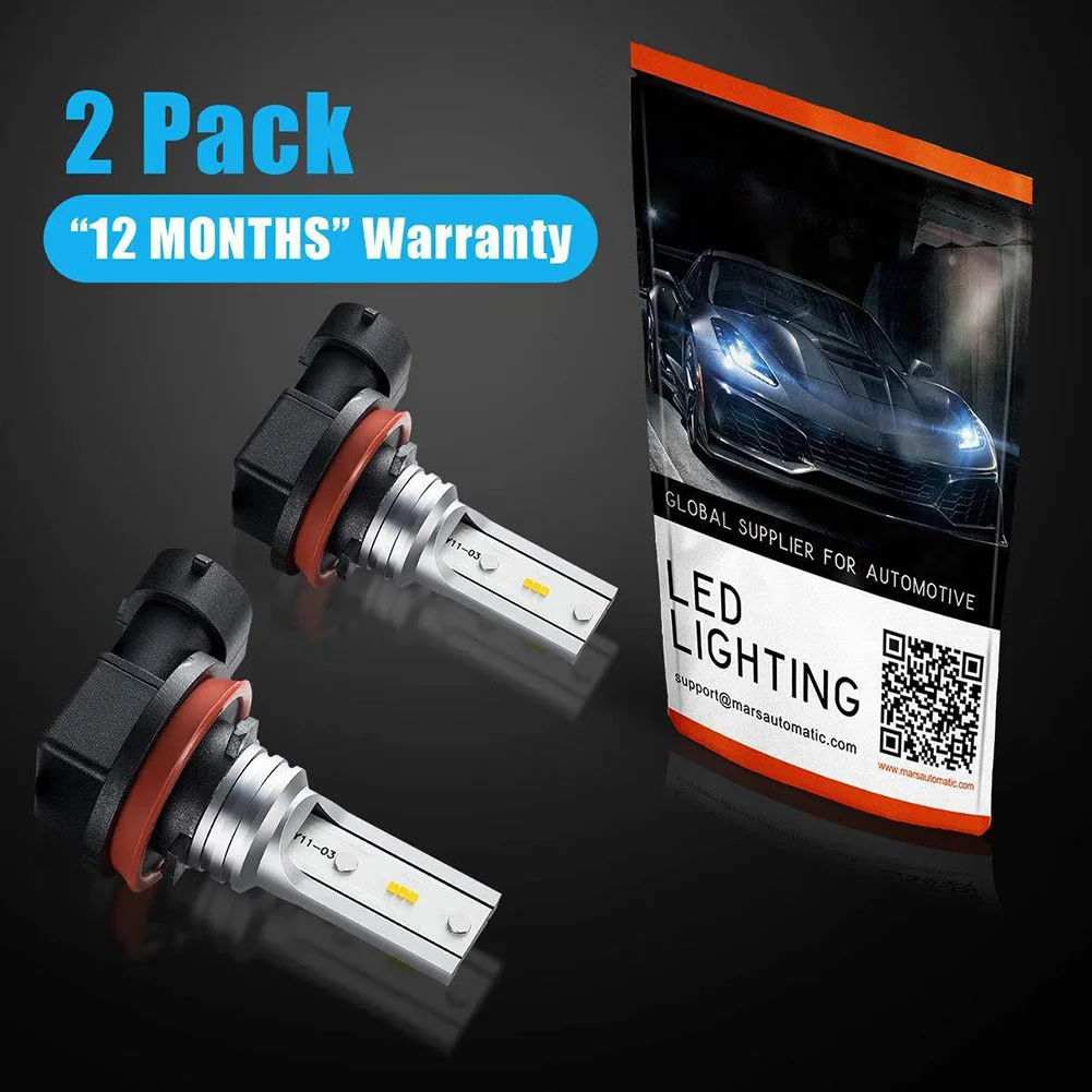 2pcs/set Waterproof Aluminum Alloy Led Fog Light Bulb 6000 K Spare Night Driving Outdoor Repair Car Plug In High Brightness