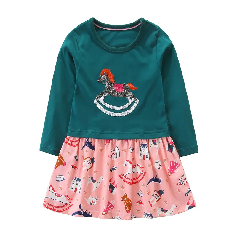 Новинка г.; рождественские платья принцессы для маленьких девочек; одежда из хлопка с длинными рукавами и рождественской елкой; детское платье-пачка; вечерние платья - Цвет: W1159 green