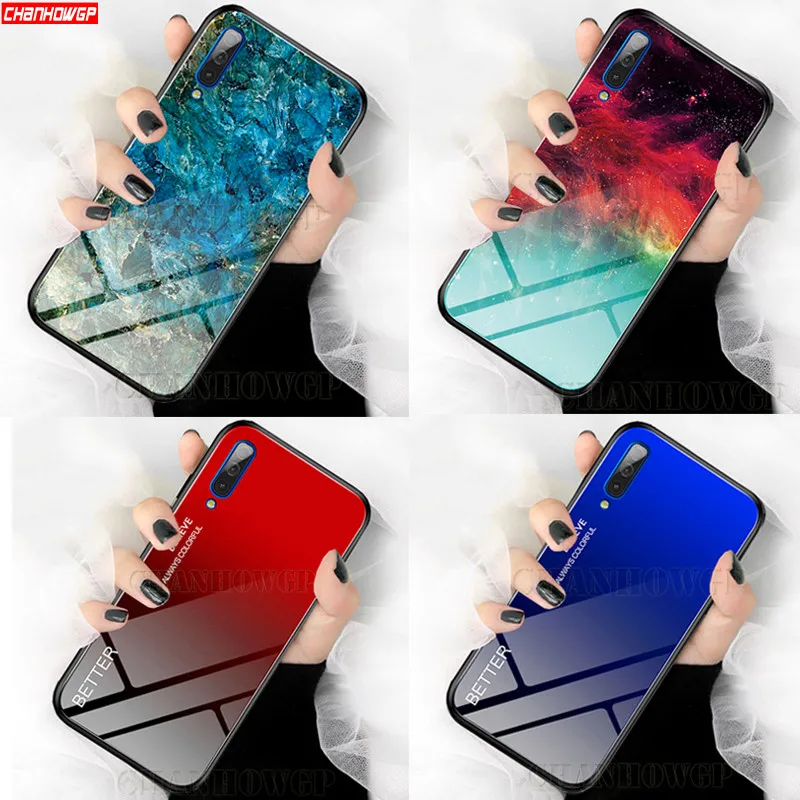 

Gradient Tempered Glass Case For Samsung Galaxy A50 A70 A30 A20 20E A10 A40 A60 M40 Note 10 9 S9 S10 Plus S10e A7 2018 Cover