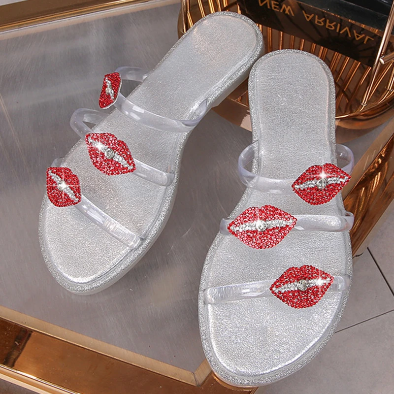 women's clear jelly flip flops