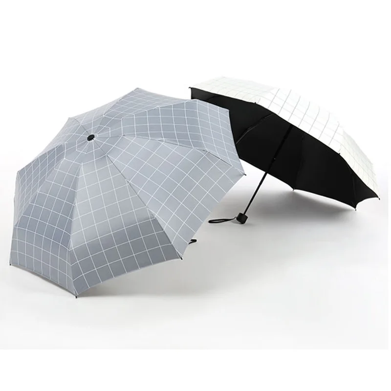 

Five Sections 8 Bone Bag Literature And Art Printed Square Plaid Sun-resistant Students Rain Or Shine Dual-Purpose Umbrella Fact