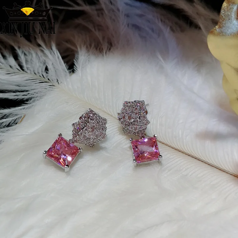Серьги из серебра 925 пробы с розой камелией порошком S925 милые романтические