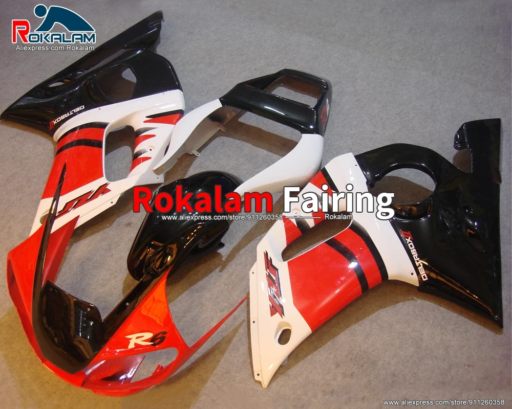 

Для Yamaha R6 YZF600 1998 1999 2000 2001 YZFR6 98 99 00 01 02 красный белый черный мотоциклетный комплект обтекателей (литьё под давлением)