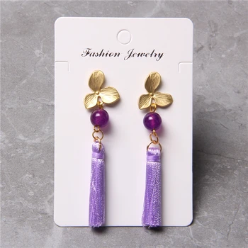 

Bohemia Multicolors Tassel Earrings For Women Natural Stone Beads Earrings Long Drop Earrings Alloy Flower Eardrop Jewelry Gifts