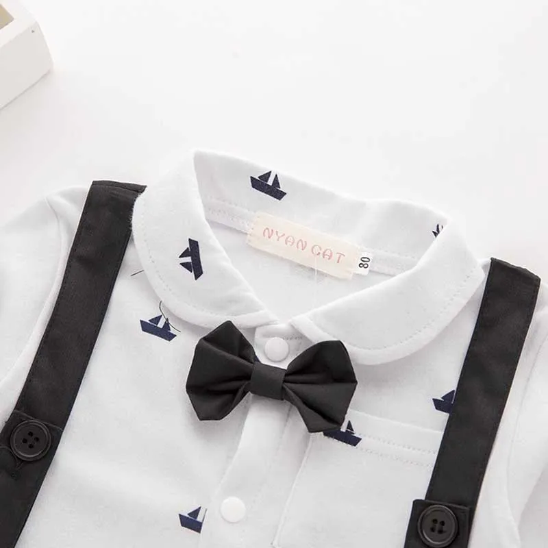 Детские комбинезоны из хлопка с галстуком-бабочкой; праздничная одежда для джентльменов; весенние комбинезоны для малышей; комбинезоны для новорожденных; одежда для маленьких мальчиков