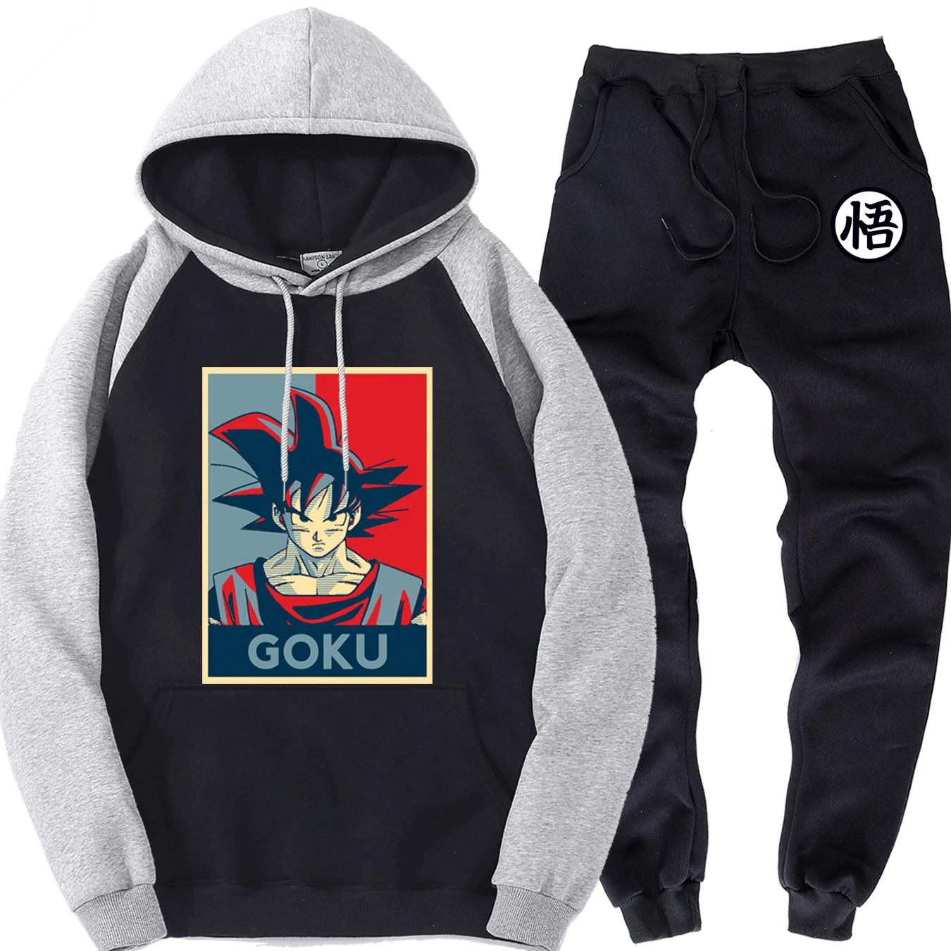 gray black 6 Осенний, мужской спортивный комплект Dragon Ball, брендовая уличная одежда,, высокое качество, теплые толстовки, спортивные штаны, мужские Топы Harajuku - Цвет: gray black 6