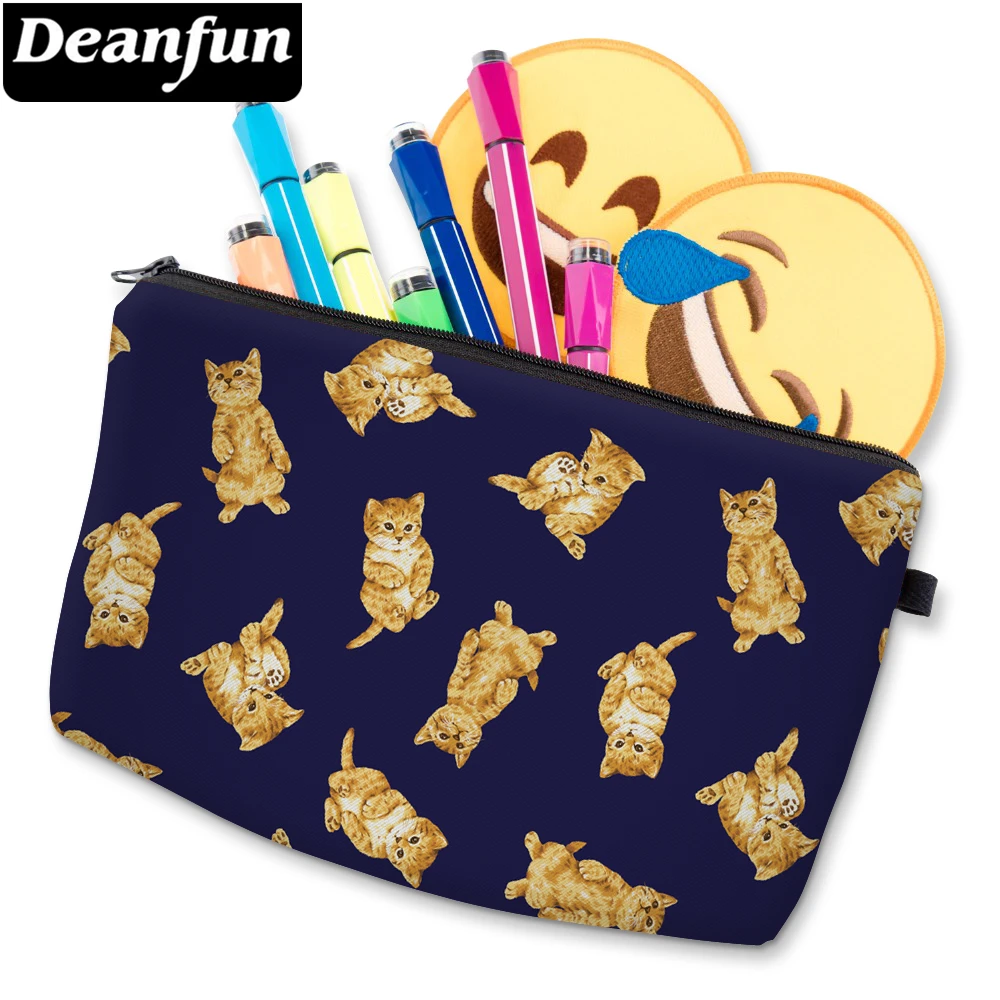Deanfun 3D Printed Yellow Cute Cat Small Cosmetic Bag Soft Durable