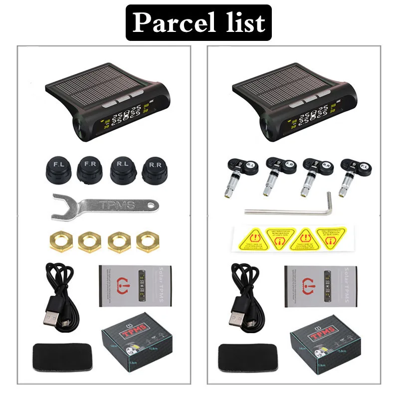 Monitor de presión de neumáticos TPMS solar para coche control inalámbrico de presión de neumáticos