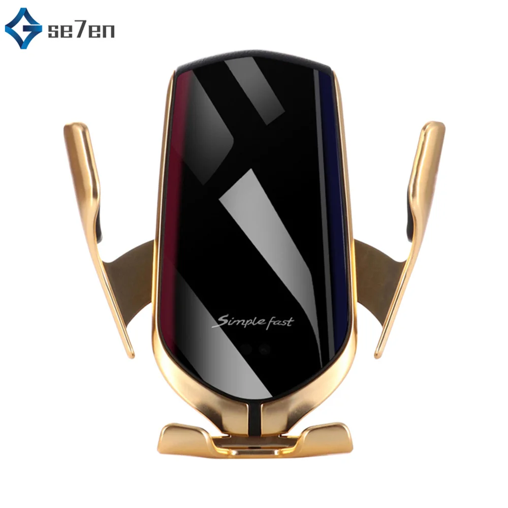 

R1 Automatic Clamping 10W Car Wireless Charger For iPhone Xs Huawei LG Infrared Induction Qi Wireless Charger Car Phone Holder