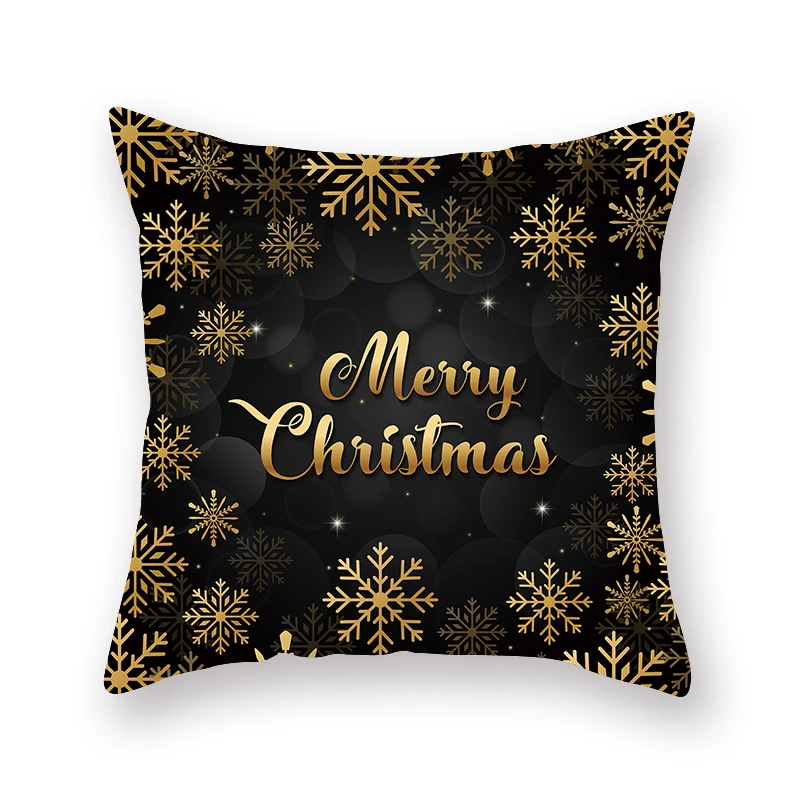 Рождественская Наволочка на подушку для дома, дивана, спальни, черный декоративный Чехол на подушку с изображением Санты, Мягкая Наволочка на подушку