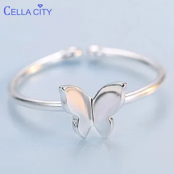 

Cellacity Korean 925 Solid Sterling Silver Ring Open Adjust Size silver Jewelry Wedding Engagement Butterfly Ring Fine Jewelry