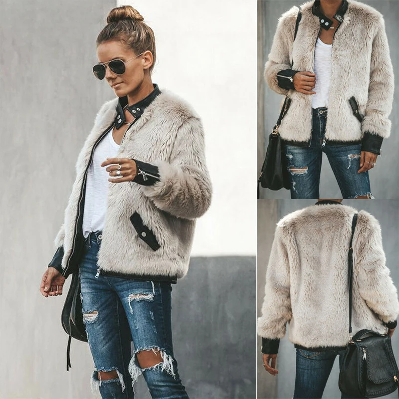 

2019 New XS-XL Women Warm Teddy Bear Pocket Fleece Jackets Outwear Coat Street Tops Jacket Zipper Outwear Ladies Coats