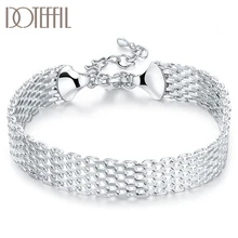 DOTEFFIL 925 Sterling Silver Weave Bracelet For Women Wedding Engagement Party Fashion  Jewelry