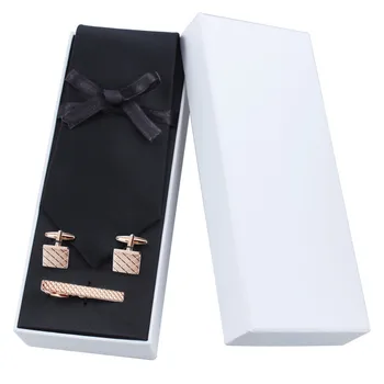 

HAWSON Men’s Solid Color Necktie for Suit with Cuff Links and Tie Clip Set – Professional Gentleman’s Gift Box