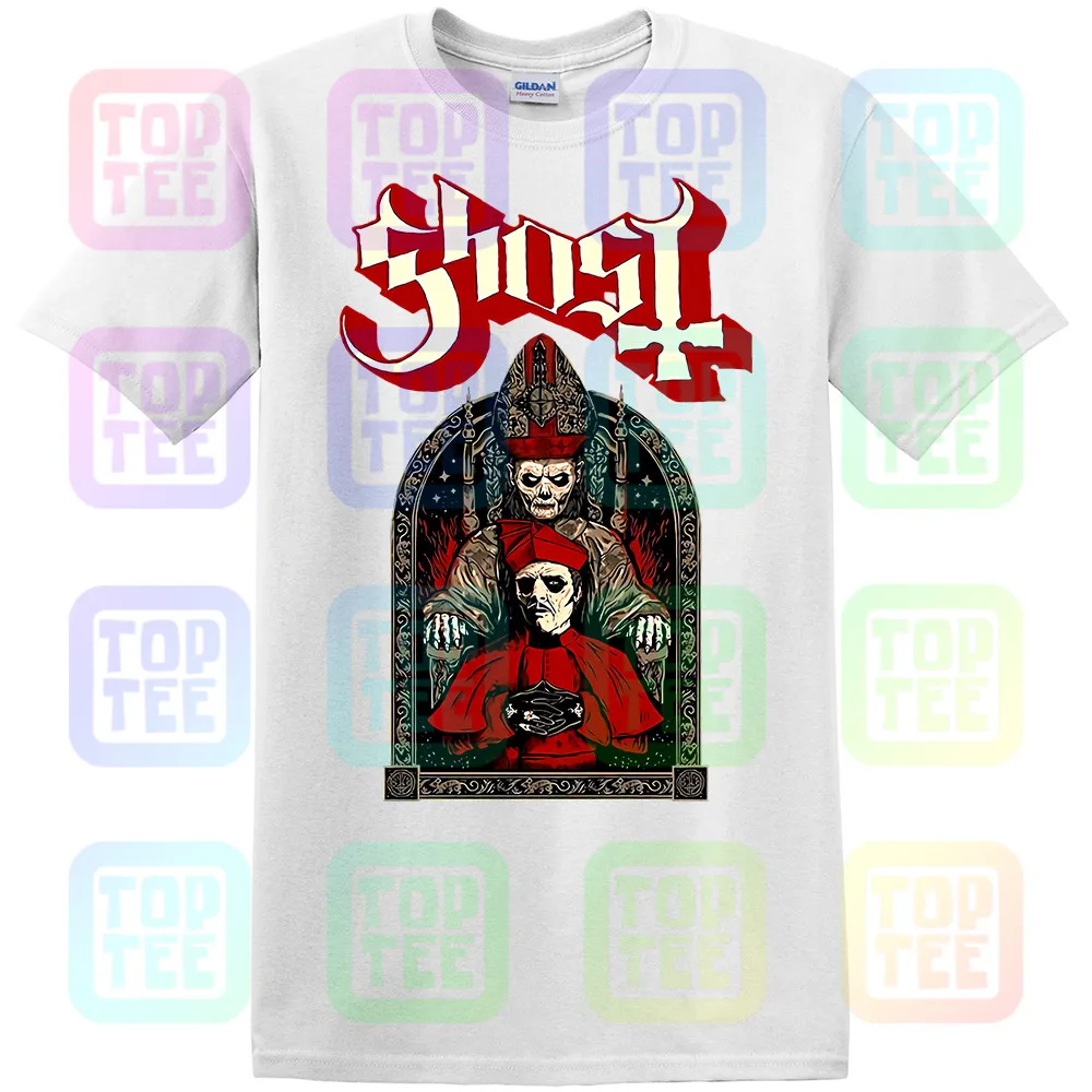 Ghost Cardinal Copa& Papa Emeritus Мужская черная футболка с металлической лентой NWT Authentic