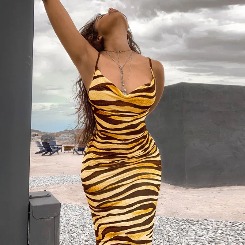 tiger print maxi dress