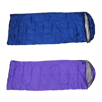 

2Pcs Adult Single Camping Waterproof Suit Case Envelope Sleeping Bag - Purple & Navy Blue