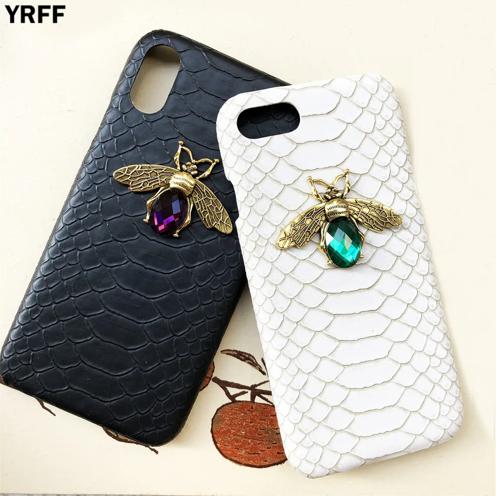 

For iPhone X XS MAX XR Case 3D bee Snake Skin phone case Coque Cover For iphone 8 7 Plus 6S 6 plus 5 5S SE case