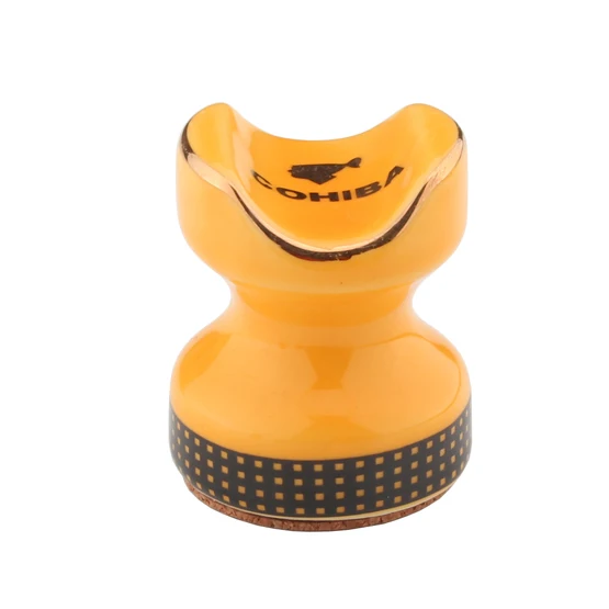 COHIBA керамическая пепельница для сигар для улицы, держатель для сигар, мини аксессуары для сигар, Портативная подставка для сигар, 2 шт - Цвет: Цвет: желтый