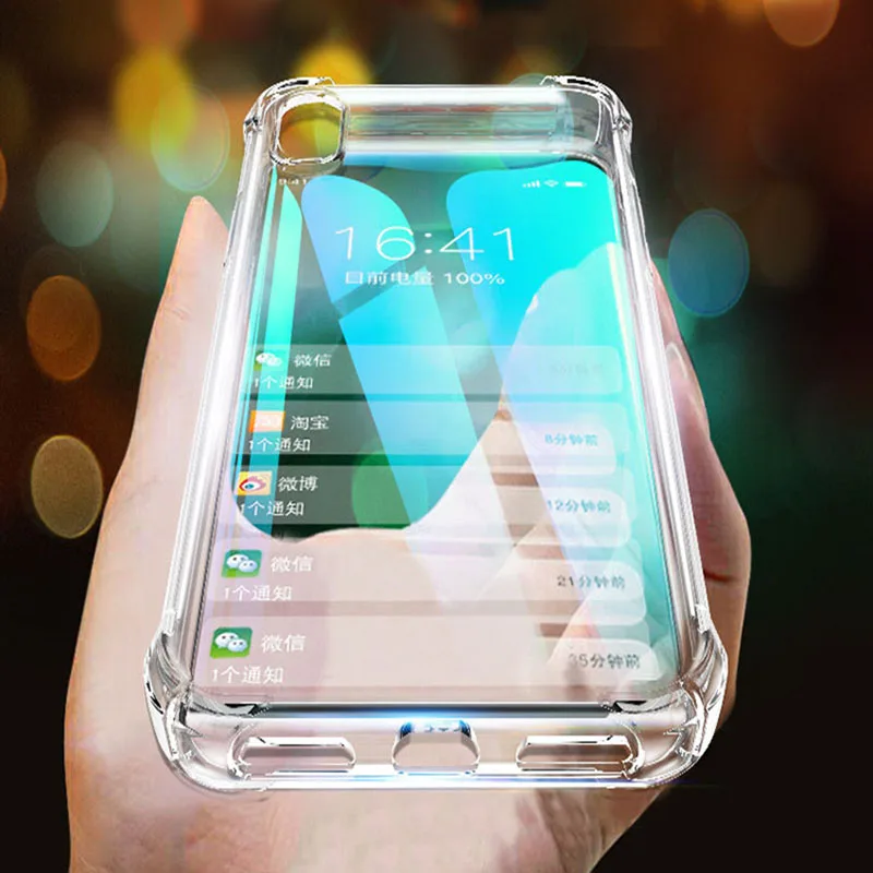 

Deluxe transparent soft TPU case for iPhone 11 Pro Max four-corner drop-proof transparent phone case 8 6 6s Plus 7 8Plus MAX XS
