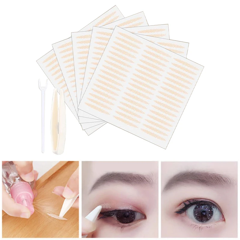 

240pcs/5Packs Gauze Mesh Lace Invisible Double-fold Eyelid Sticker Transparent Invisible Self-adhesive Eyelid Tape Sticker