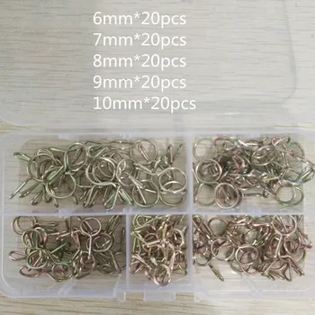 

100pcs Hose Clamp High Quality Zinc Plated Spring Clips Gear Hose Fuel Line Clamp for Boats with Storage Box 6/7/8/9/10mm