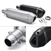 Универсальный 1 комплект 38-51 мм мотоцикл выхлопной глушитель вставная труба подходит Мотоцикл Скутер Байк углеродный Серебряный крутой алюминий