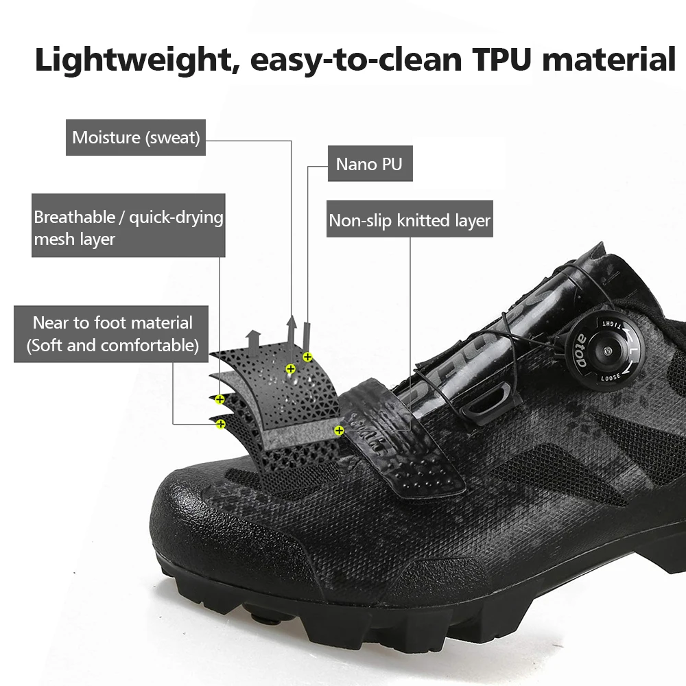 Cycling Shoes Santic Pro MTB Men's Mountain Bicycle Self-Lock Nylon Sole Racing Sneakers