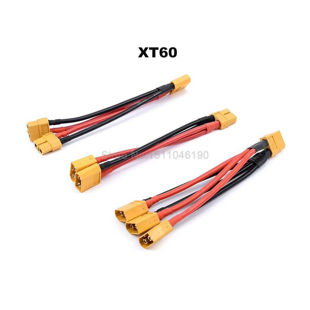 DKARDU 4 PCS XT60 Parallel Battery Connector Cable 2 Male to 1 Female Plug Extension Y Splitter Cable for RC Multicopter Quadcopter 