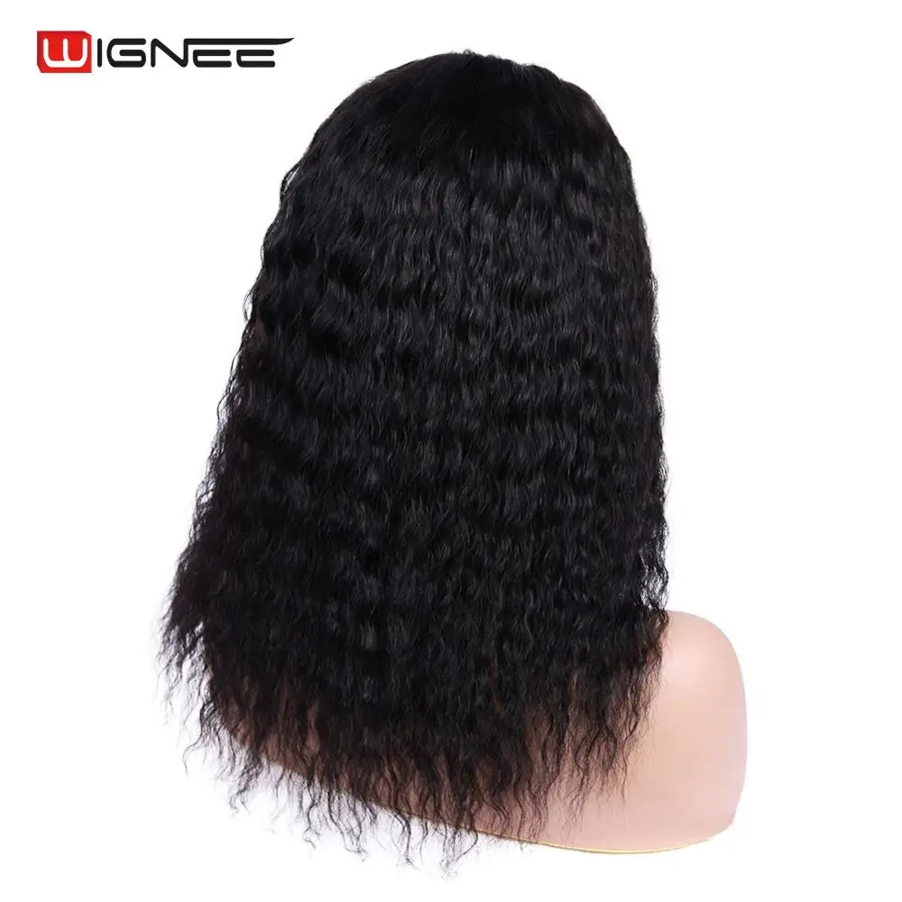 Wignee 4*4 Кружева Закрытие кудрявые человеческие волосы парики с детскими волосами