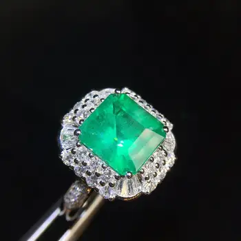 

Fine Jewelry Pure 18 K Gold Real Diamonds 18K Gold Jewelry Natural Emerald Gemstones 2.8ct Female Rings for women Fine Ring