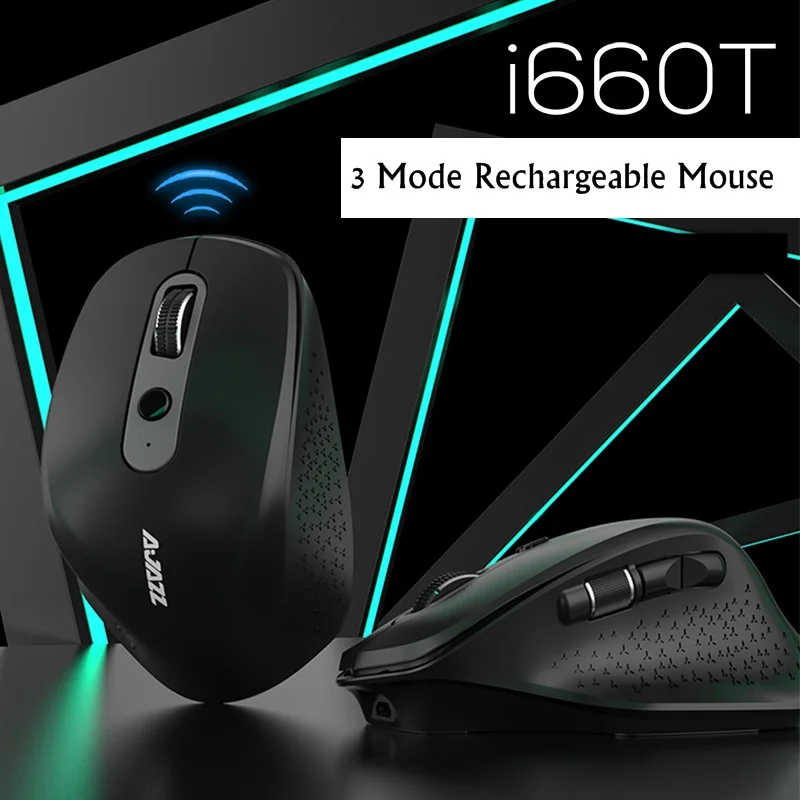 Все новые Ajazz i660t многомодовая перезаряжаемая Bluetooth 4,0 Беспроводная/2,4G оптическая мышь для Mac, ноутбука Настольный тип-c порт