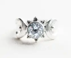 Винтажный тайский серебристый кольцо из лунного камня для женщин легкий Кристалл Голубой циркон темперамент обручальные кольца на