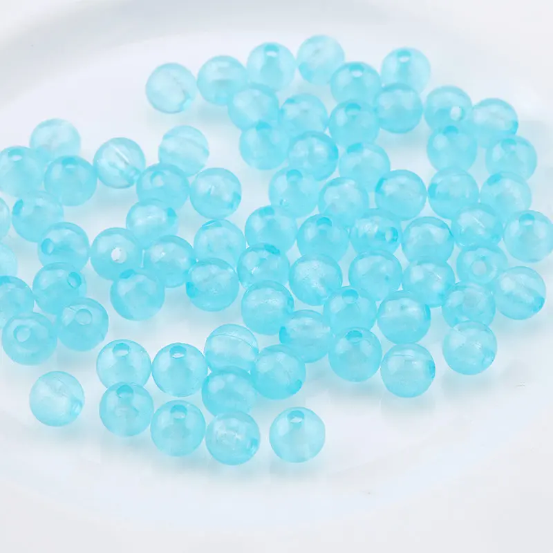 Lake Blue 6 мм, 8 мм, 10 мм, 12 мм, Акриловые светящиеся бусины светится в темноте, свободные разделительные бусины для маркировки ювелирных изделий, ожерелья, браслетов, сделай сам - Цвет: Lake Blue