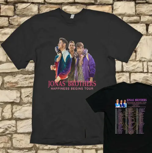 

Jonas Brothers Happines Tour 2019 T Shirt Black Concert Kiss Jonas Printed Tee Size S-3Xl