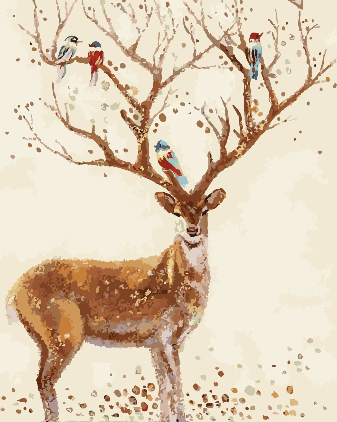 

DIY Digital Oil Painting New Style 40*50 Hand-Painted Living Room Entrance Scenery Animal Digital Decorative Painting Sika Deer