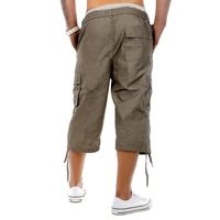 Men Pants Casual Cargo Shorts 3/4 Sport Beach Elastic Waist Fashion Style Trousers with Pocket Loose Wide Leg Streetwear - Image 2