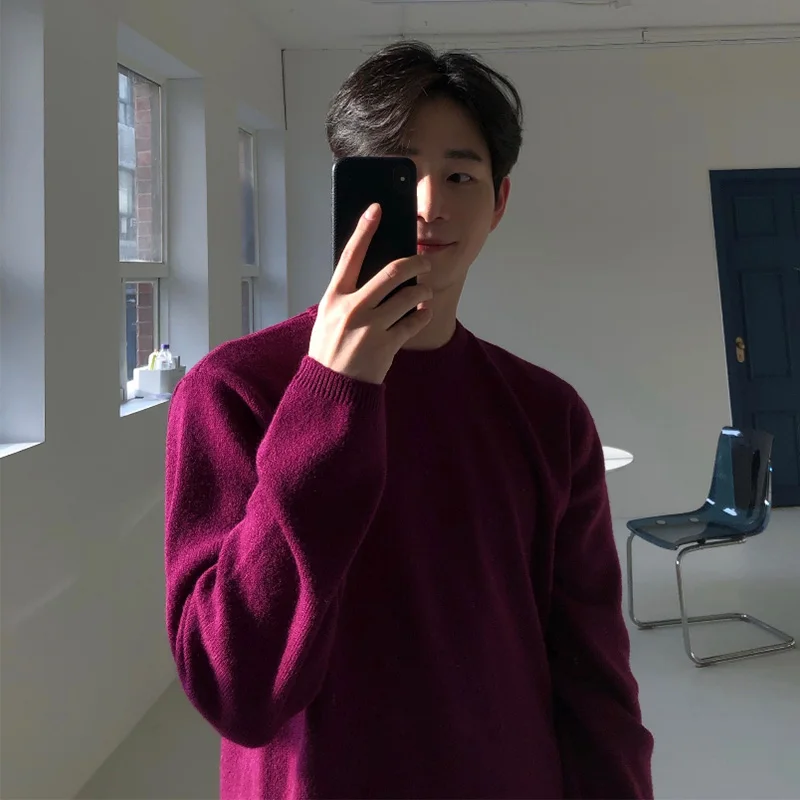 

2021 autumn and winter ins sweater men's loose Korean style trendy sweater fashion personality inner base sweater