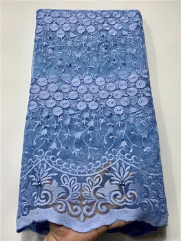 

latest sky blue african lace fabric 2019 high quality lace with stones tulle net french lace fabric tissue african fabric FYIN39