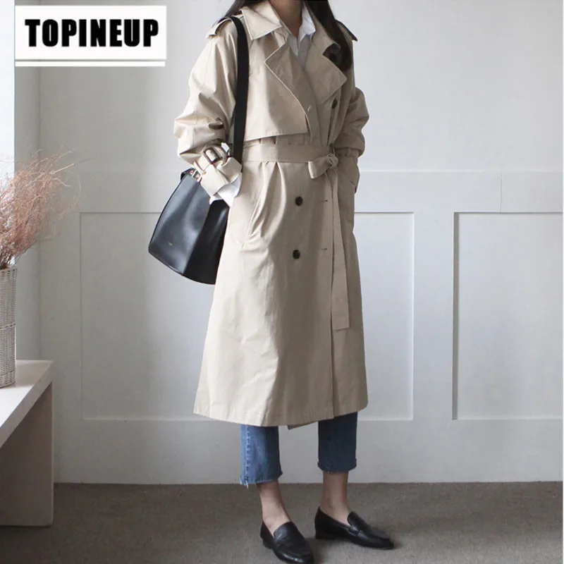 

Women's Simple lapel solid color slim fit Mid-length Elegant trench coat