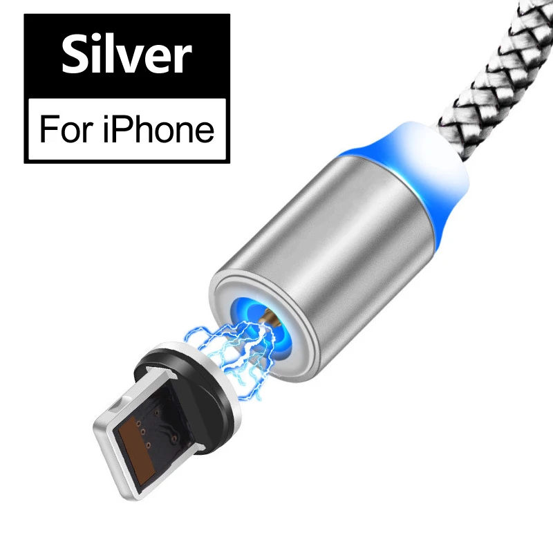 Магнитный usb-кабель для быстрой зарядки type C кабель для iPhone 5s 6s 7 8 Plus магнитное зарядное устройство для зарядки данных для SONY XA2 XA3 XZ3 XZ4 - Цвет: Silver IOS Cable