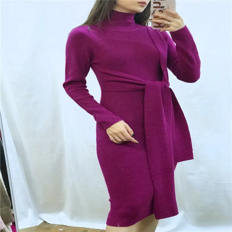 2019 Top Fashion Vadim Jurk Kasjmier Jurk Vrouwelijke Taille Lint En EEN Hoge Kraag Lange Stukken Slim Pakket Hippe Gebreide vrouw 2019 Top Fashion Vadim Jurk Kasjmier Jurk Vrouwelijke Taille Lint En EEN Hoge Kraag Lange Stukken Slim Pakket Hippe Gebreide vrouw