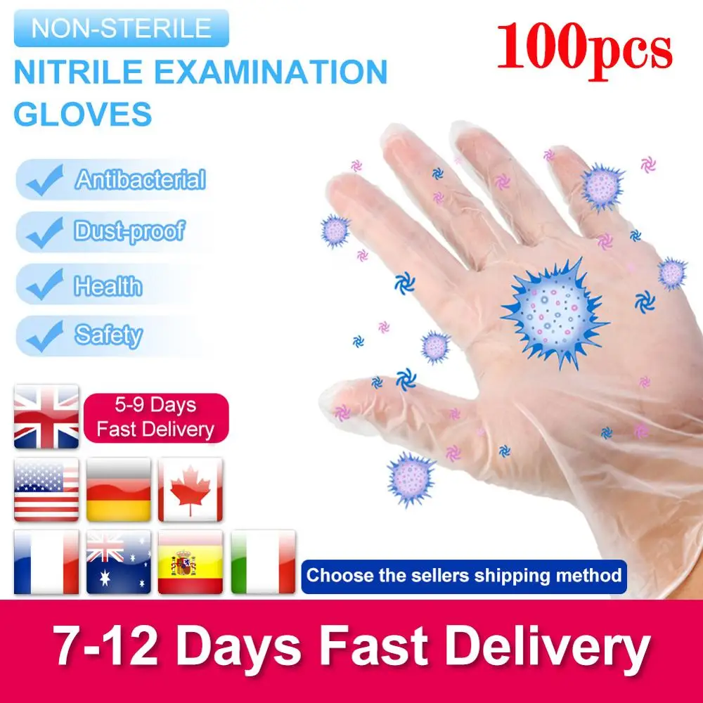 

100pcs Transparent Disposable Gloves Latex Dishwashing/Kitchen/Medical /Work/Rubber/Garden Gloves Universal For Left Right Hand