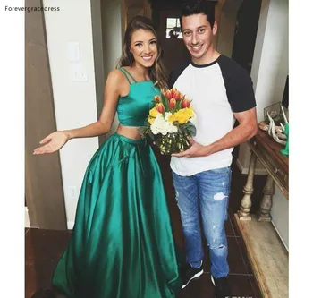 

2019 Cheap Two Pieces Evening Dress Spaghetti Straps Sleeveless Long Formal Holidays Wear Graduation Party Gown Custom Made