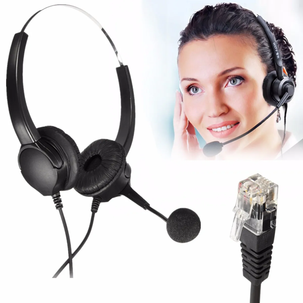 2 шт./компл. Hands-free наушники колл-центра телефонный проводной микрофон головной офис телефон RJ11