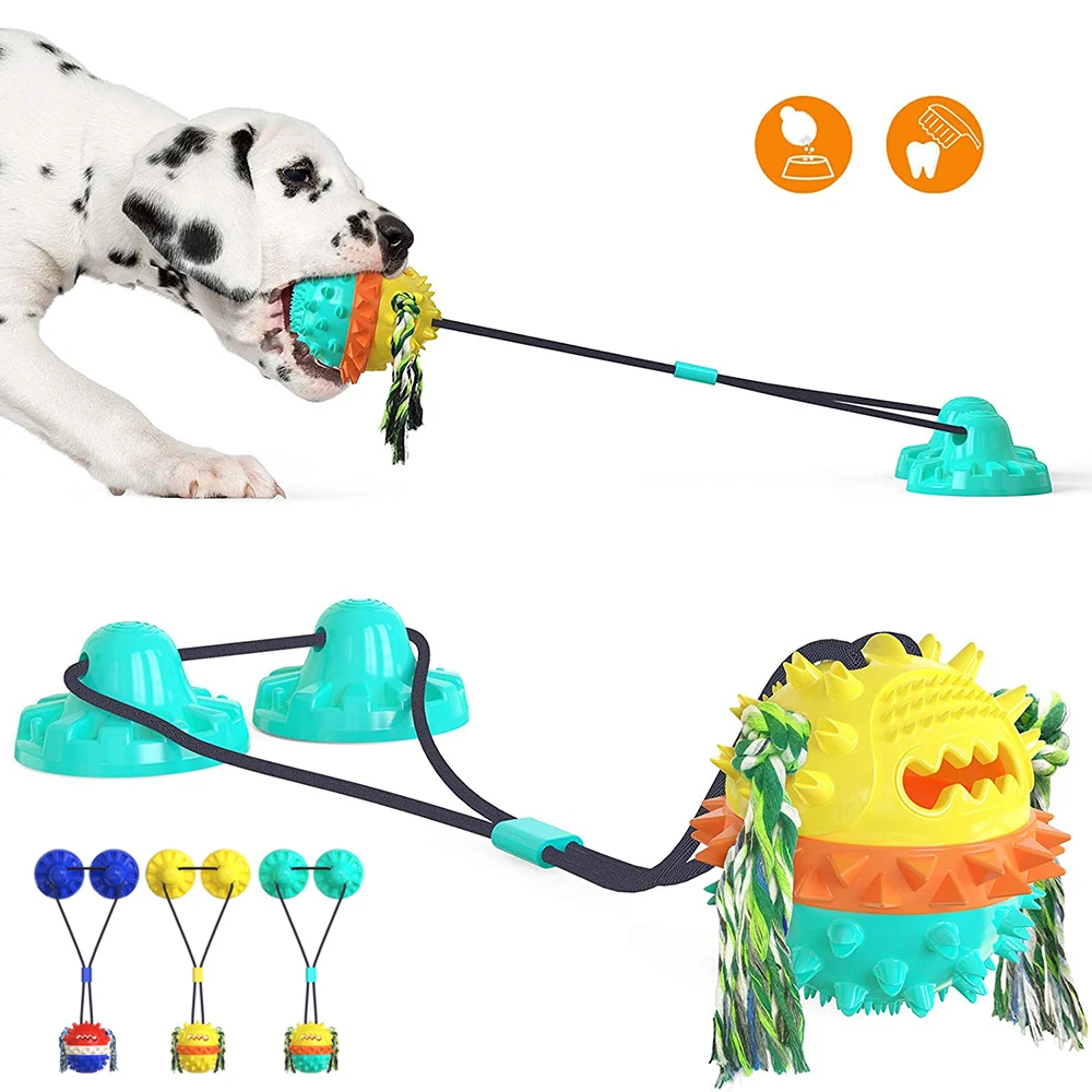 

Dog Toys Pet Puppy Interactive Suction Cup Push TPR Ball Toys Molar Bite Toy Elastic Ropes Dog Tooth Cleaning Chewing Supplies