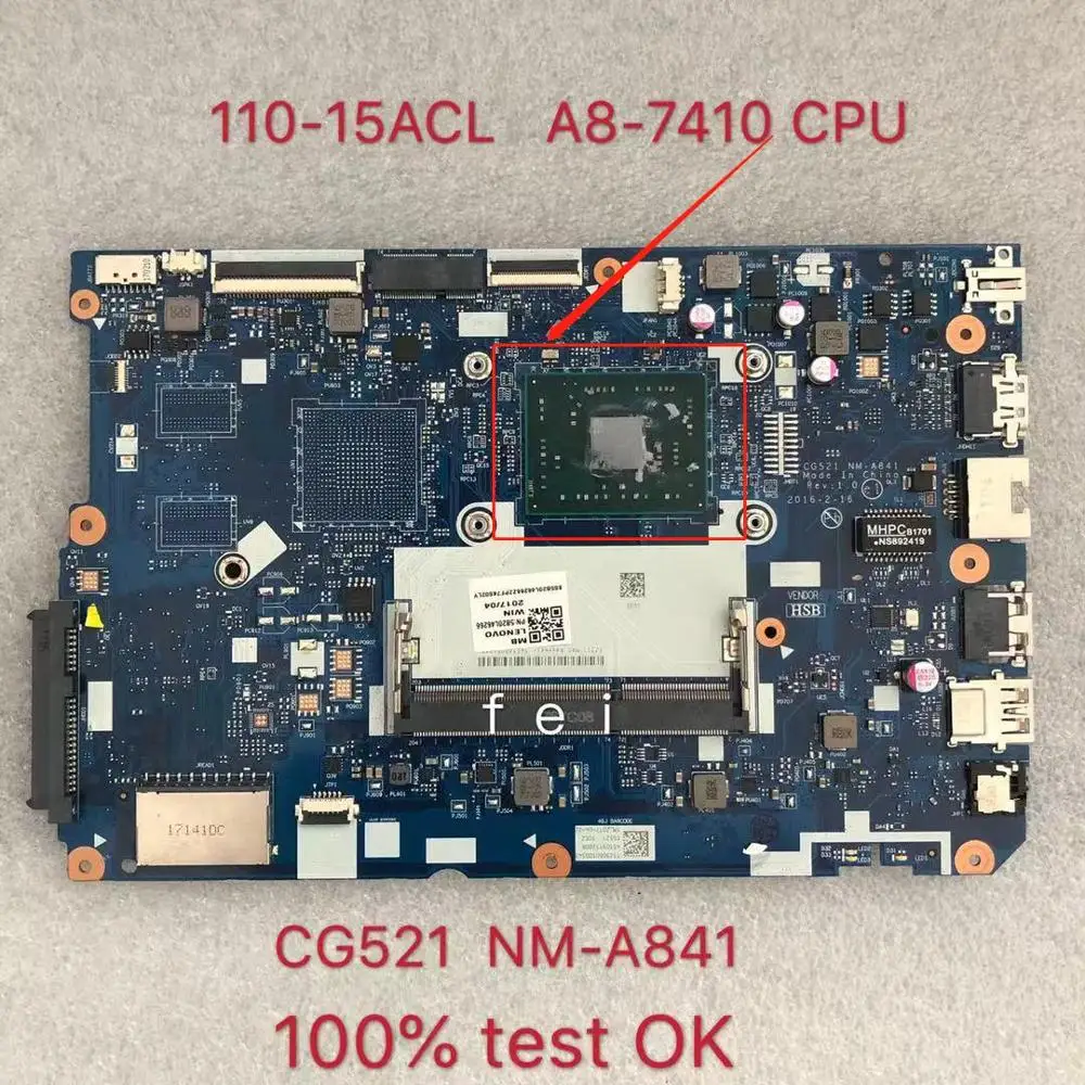 Для CG521 NM A841 Lenovo 110 15ACL Материнская плата ноутбука A8 7410U процессор DDR3 100% тест
