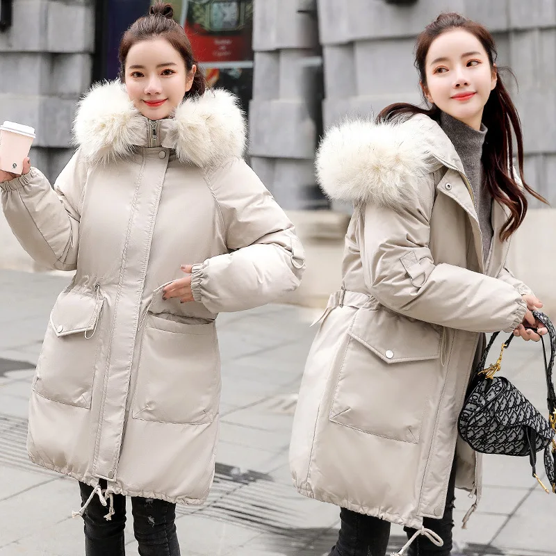 

Mid-length Slim Fit 2018 Winter New Style Fashion Long Sleeve Fashion Long Convention Solid Color Cotton-padded Clothes with Mod